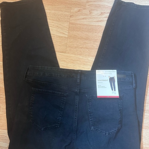 Blue Slim Straight Jeans Classic Fit Social Standard NWT Size 14 - Picture 6 of 7